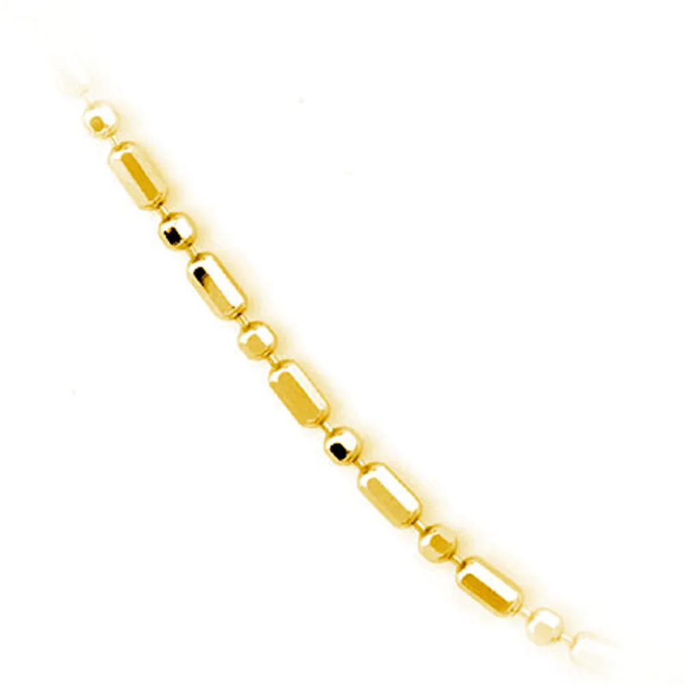 14k Yellow Gold Italian Bar & Bead Chain 15.5 inch long