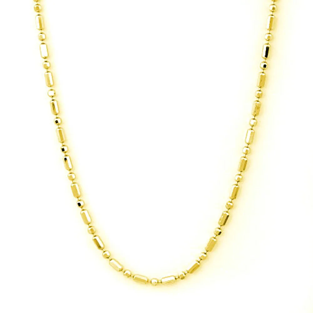 14k Yellow Gold Italian Bar & Bead Chain 15.5 inch long