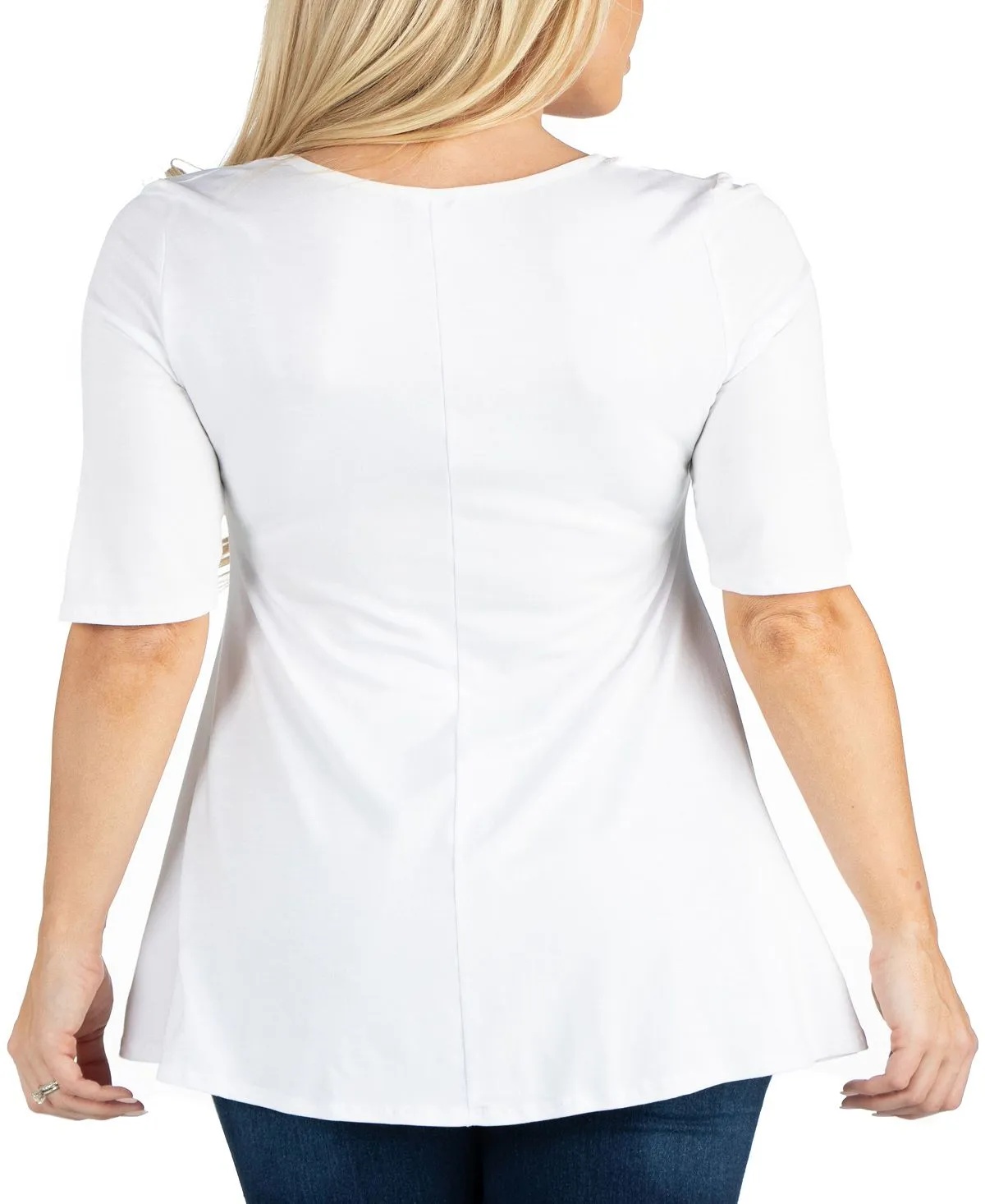 24seven Comfort Apparel Women's Elbow Sleeve Tunic Top, White