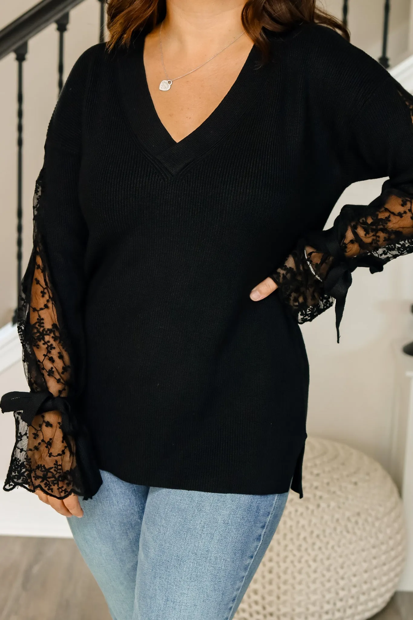 About Last Night Lace Sweater (black)