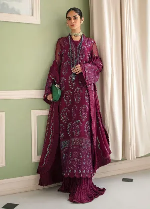 Afrozeh La Fuchsia Embroidered Chiffon Unstitched 3 Piece Suit - 10