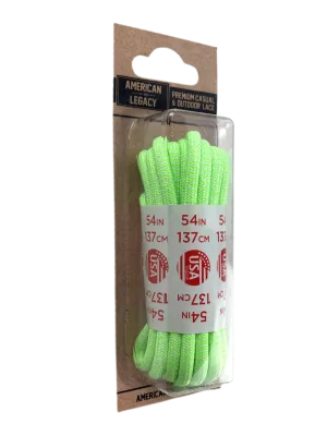 American Legacy ® Premium Rope Laces | Neon Green/White Herringbone