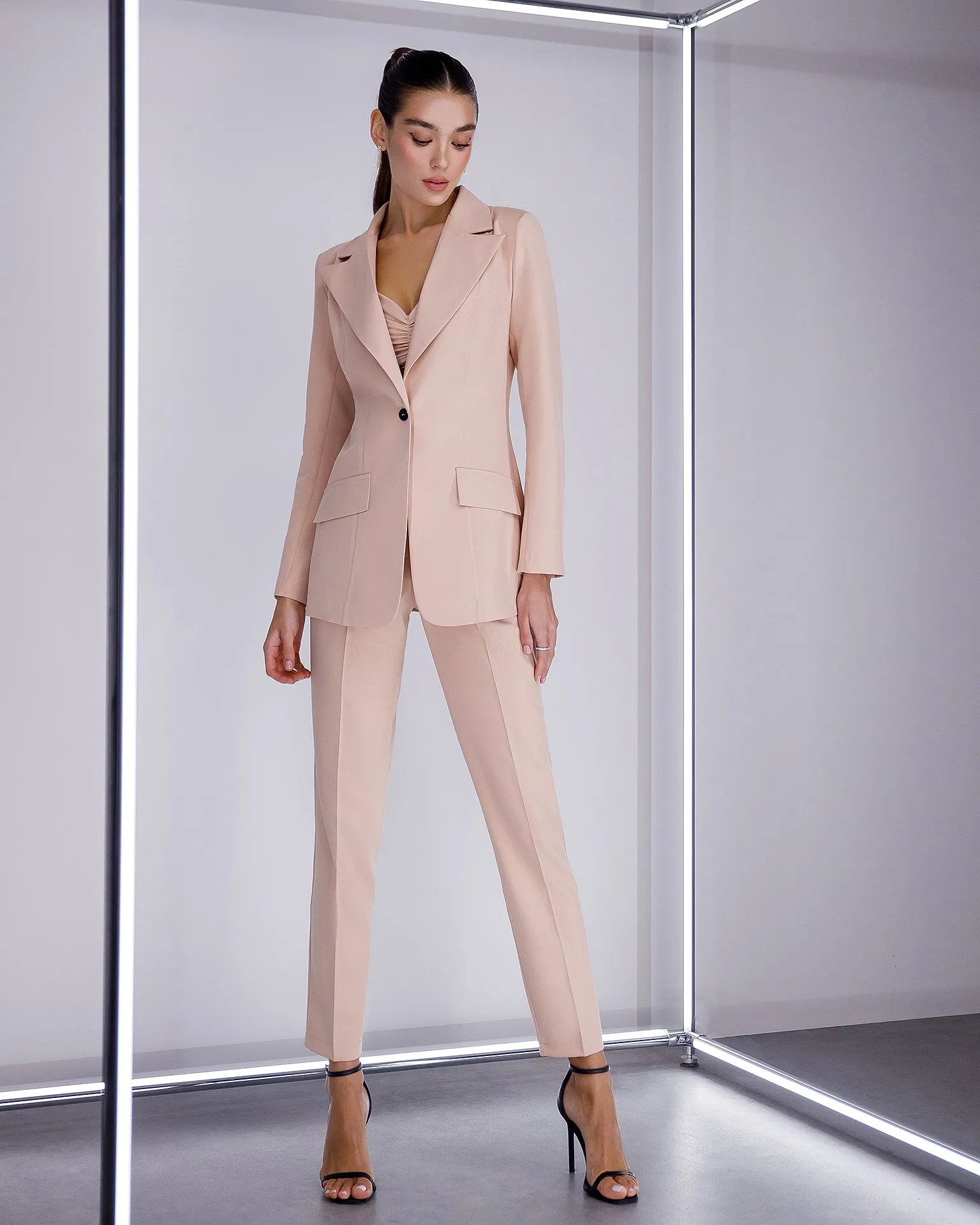 Beige Regular-Fit 3-Piece Suit