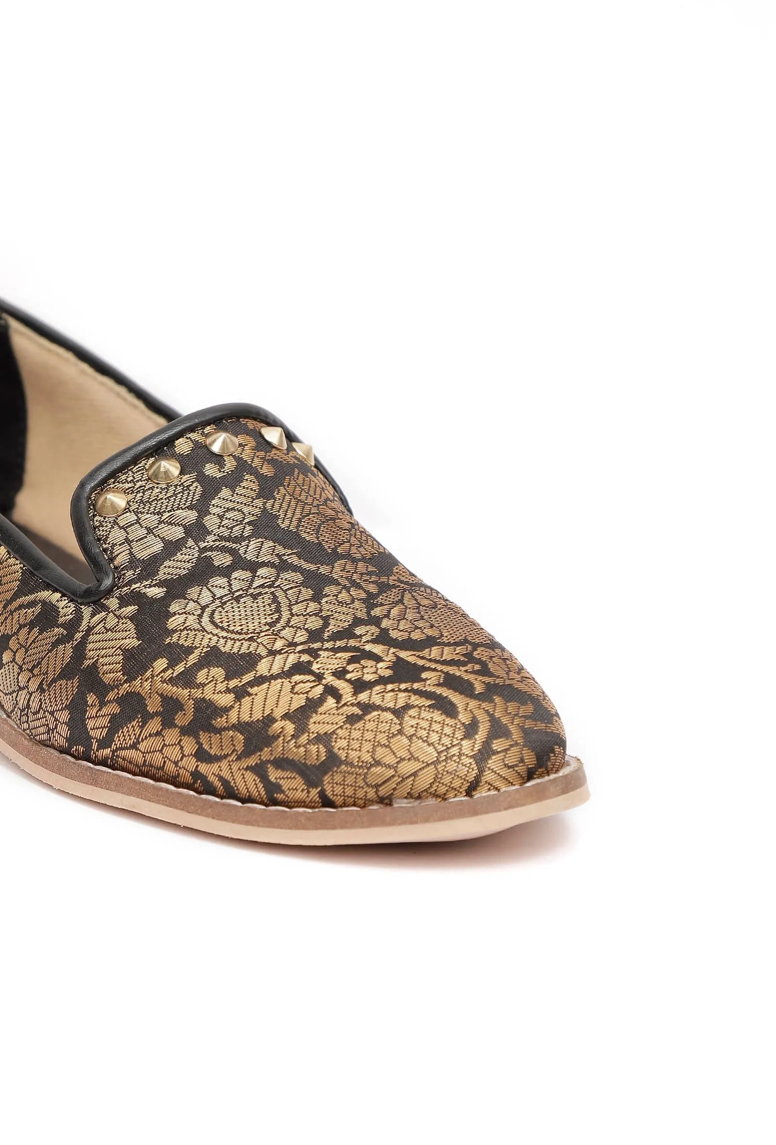 Black Brocade Loafers