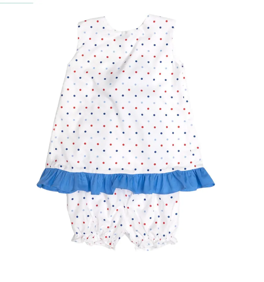 Blakely White/Blue Dots Bloomer Set