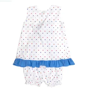 Blakely White/Blue Dots Bloomer Set