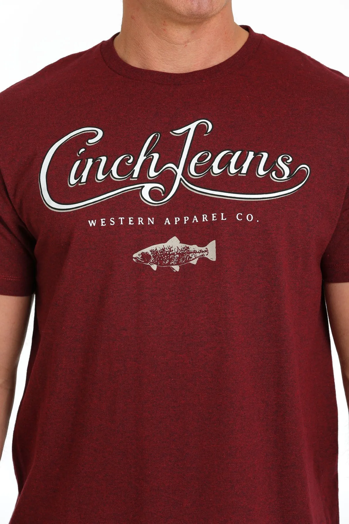 Cinch Mens Western Apparel Tee - Heather Burgandy - MTT1690552