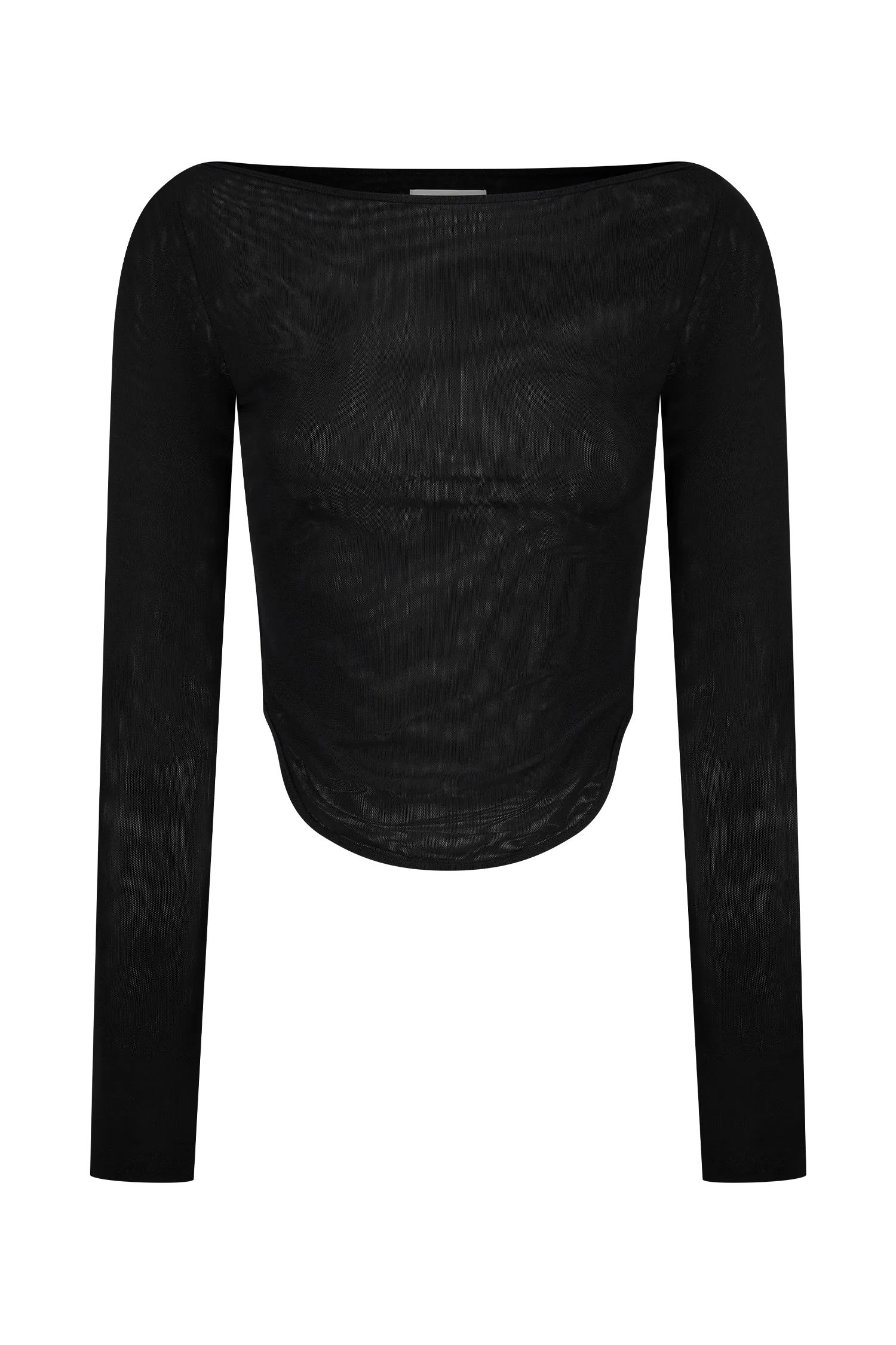 Colette Boat Neck Mesh Top - Black