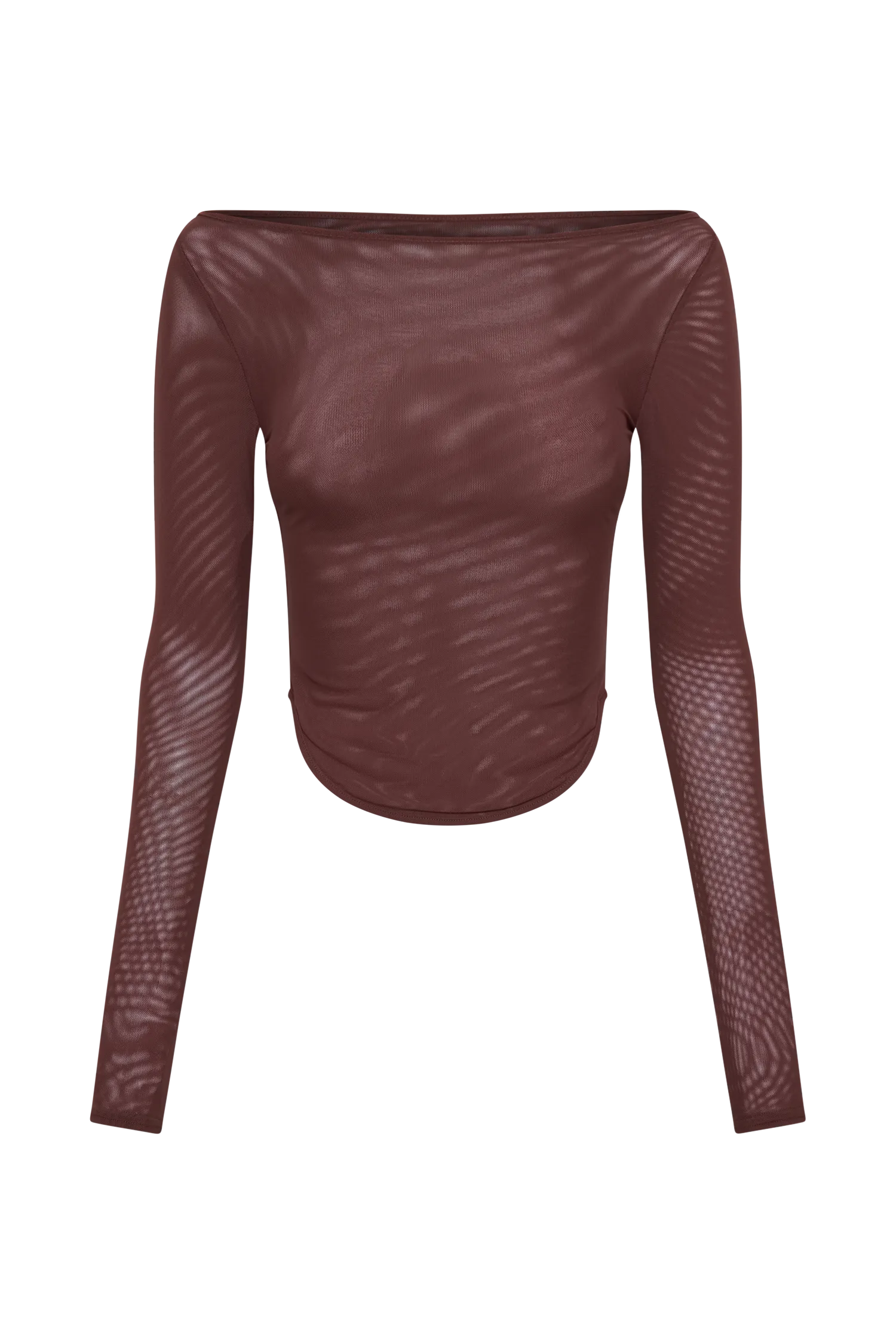 Colette Boat Neck Mesh Top - Mahogany