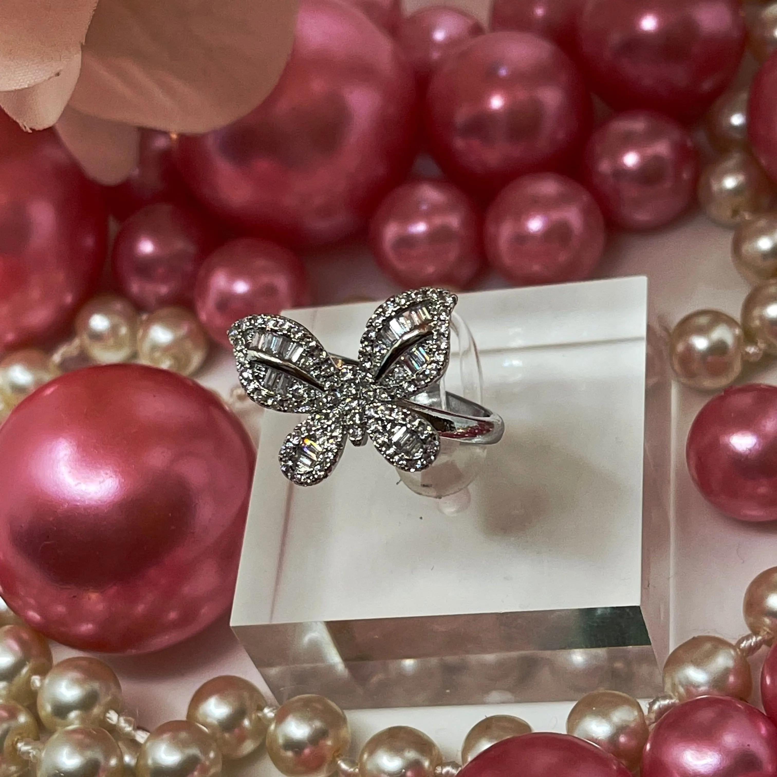 Cubic Zirconia Butterfly Ring