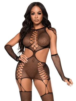 Do It To It Net Cami Garter Set