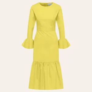 EHE Apparel Audrey ruffled Dress - Yellow