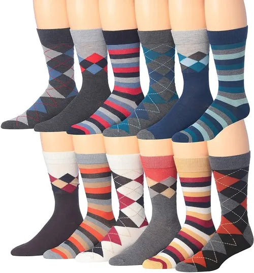 Funny Faces Striped Crew Socks - 12 Pairs