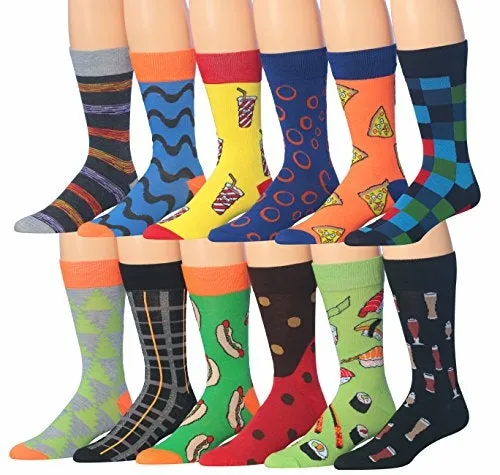 Funny Faces Striped Crew Socks - 12 Pairs