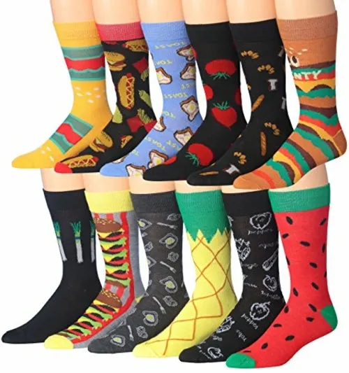 Funny Faces Striped Crew Socks - 12 Pairs