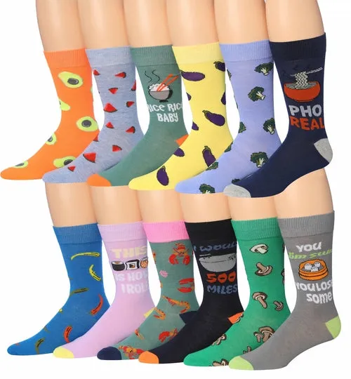 Funny Faces Striped Crew Socks - 12 Pairs