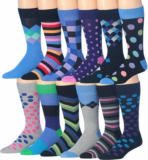 Funny Faces Striped Crew Socks - 12 Pairs