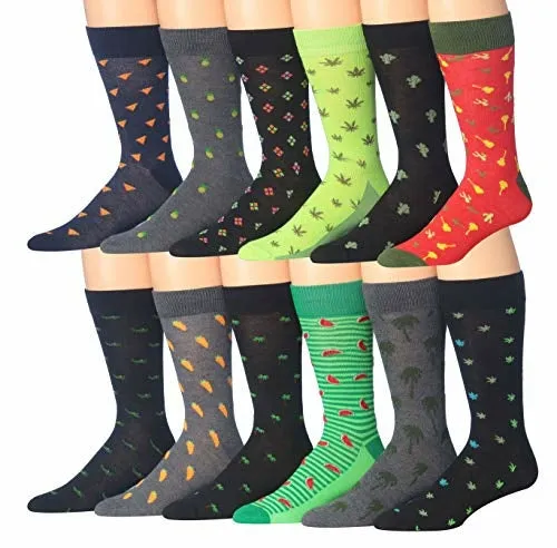 Funny Faces Striped Crew Socks - 12 Pairs