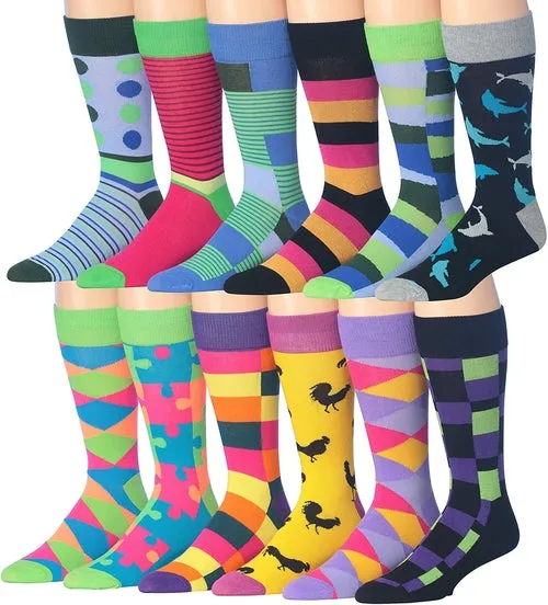 Funny Faces Striped Crew Socks - 12 Pairs