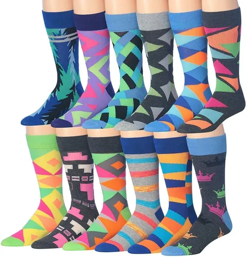 Funny Faces Striped Crew Socks - 12 Pairs