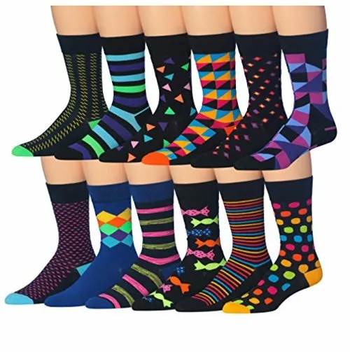 Funny Faces Striped Crew Socks - 12 Pairs