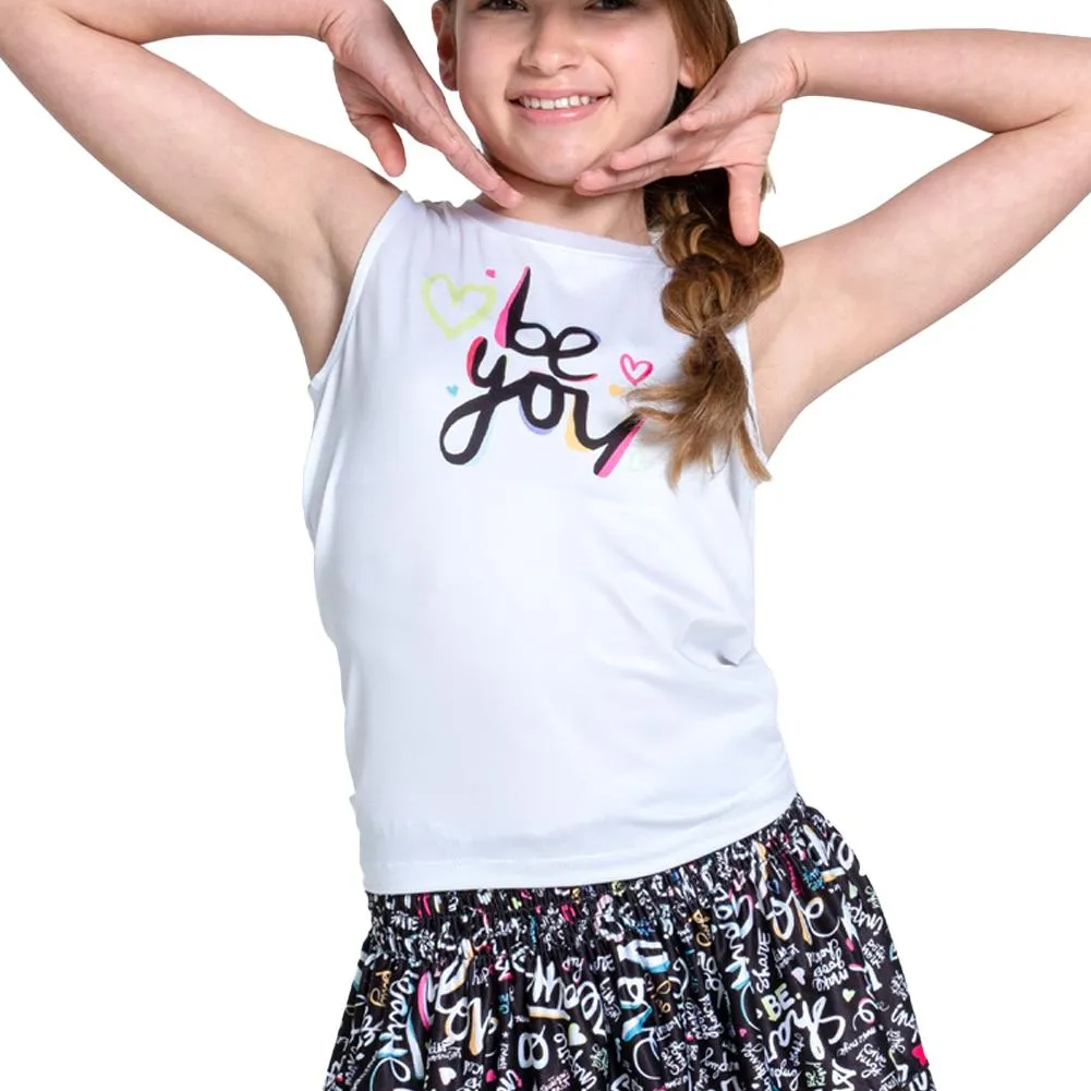 Girls`Love Letter Tie Back Tennis Tank White