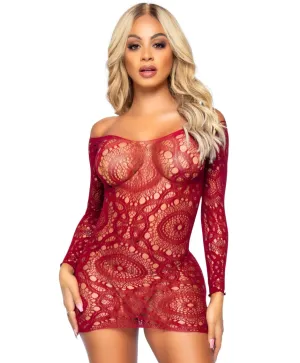 Is This Love Lace Mini Dress - O/S (Burgundy)