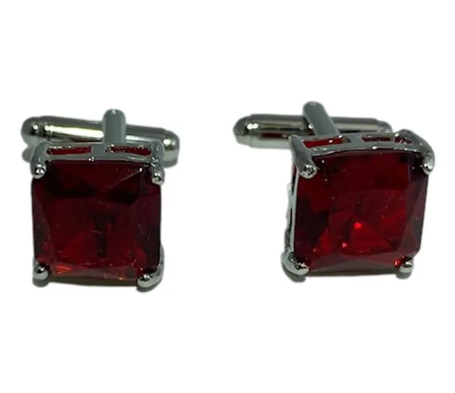 Luxurious Ruby Red Stone Cufflinks