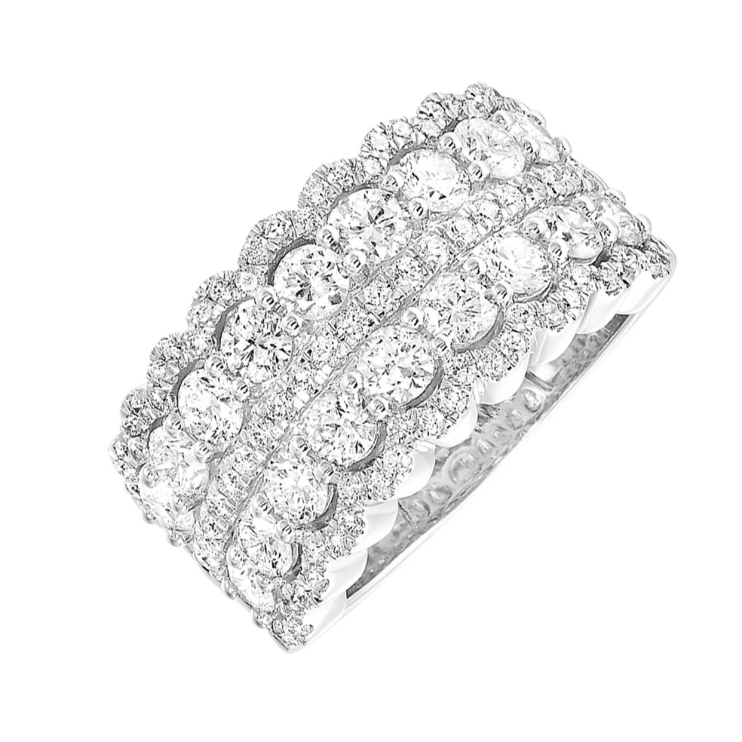 Luxurious Scalloped Edge White Gold Diamond Band, 2.0 cttw