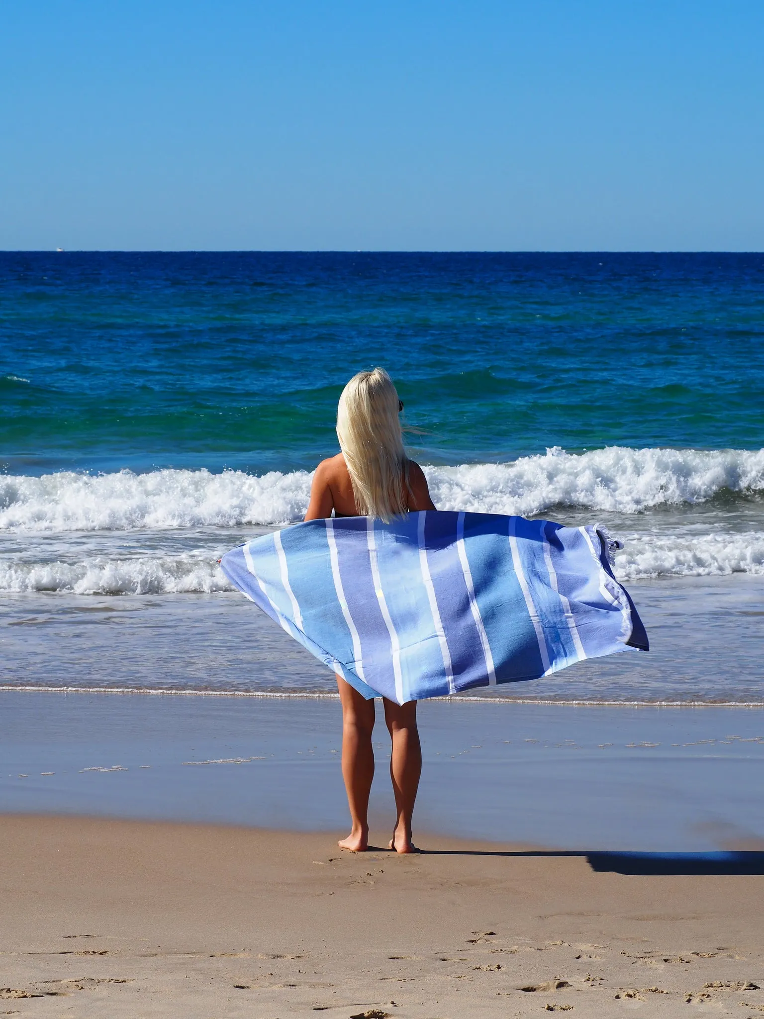 Luxurious Turkish Cotton Beach Towel (95x175cm) - Sky Colour