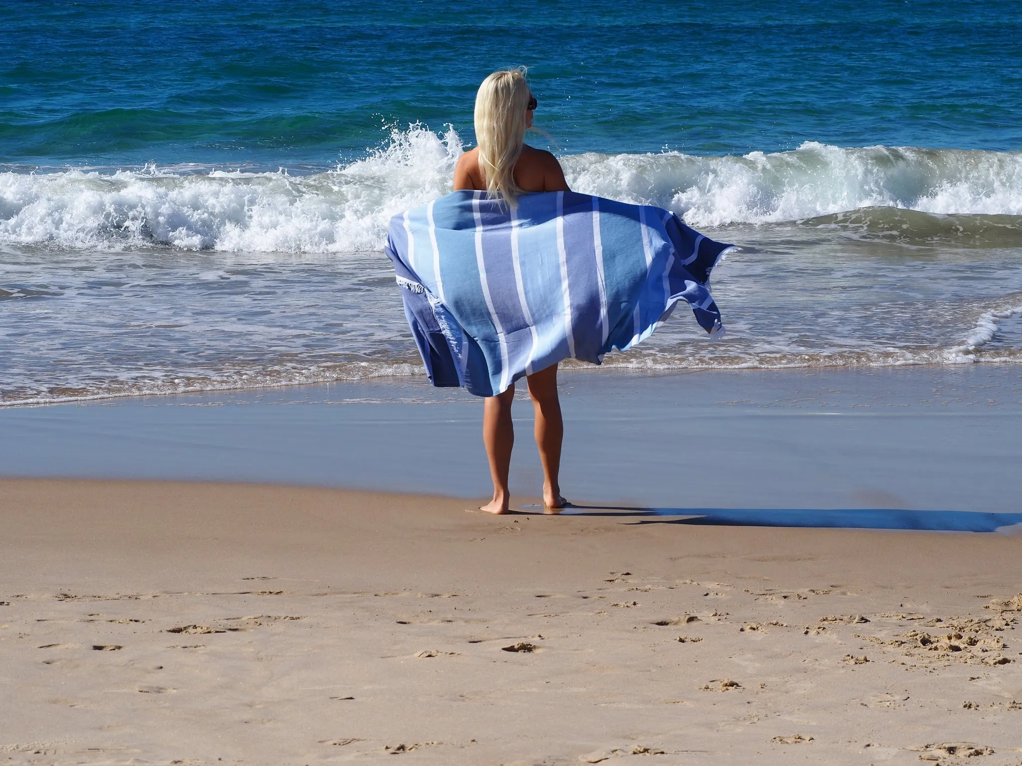 Luxurious Turkish Cotton Beach Towel (95x175cm) - Sky Colour