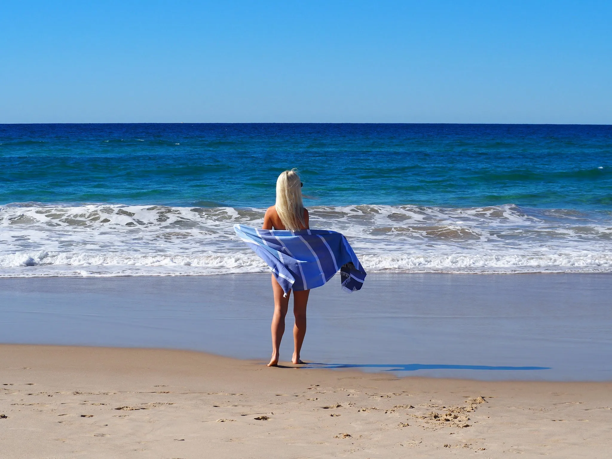 Luxurious Turkish Cotton Beach Towel (95x175cm) - Sky Colour