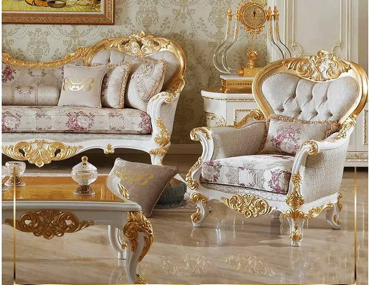 Luxury Italian villa Living Room Carving Sofa Set