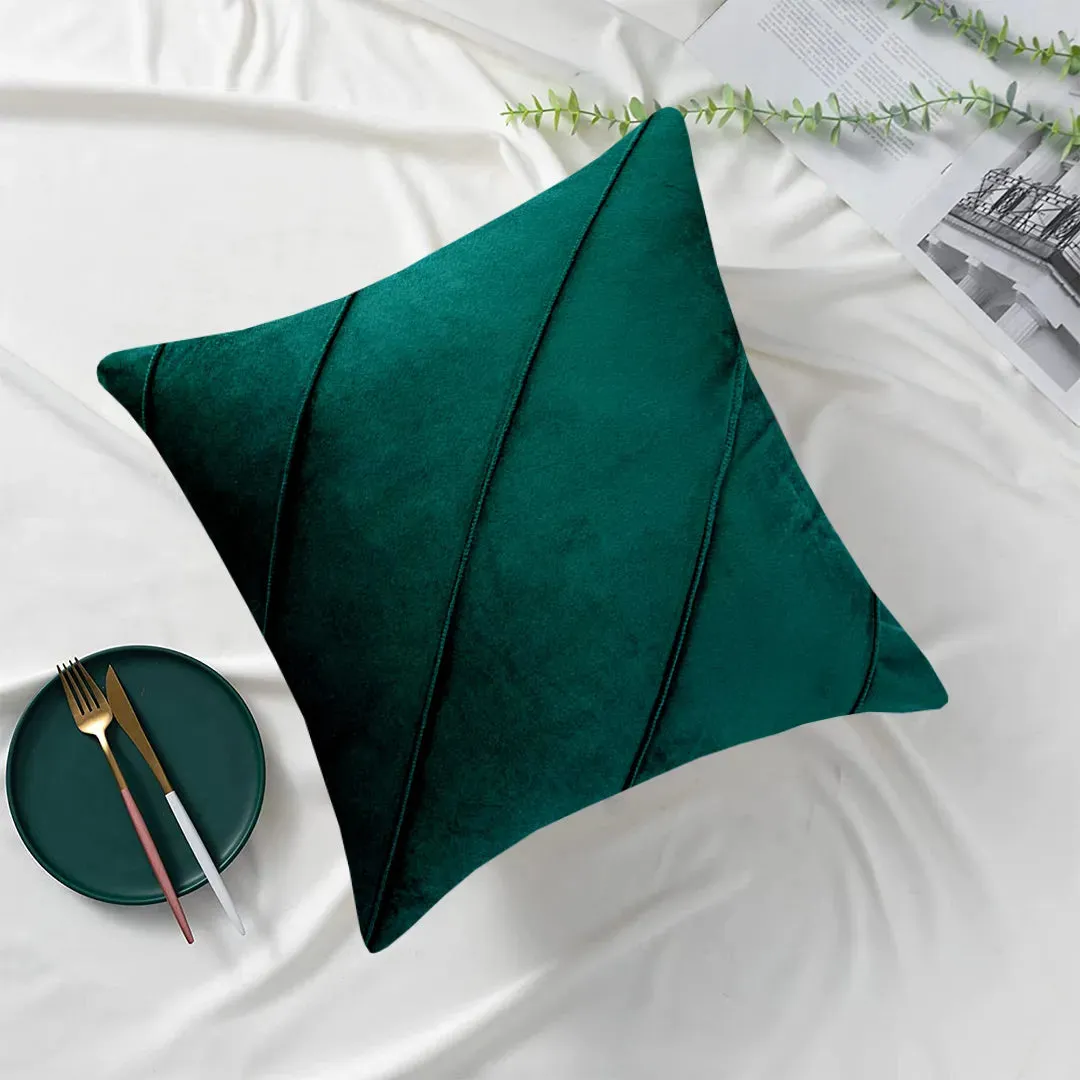 Luxury Velvet Embellished Cushion Cover In Green Color 16″ x 16″ 1040189