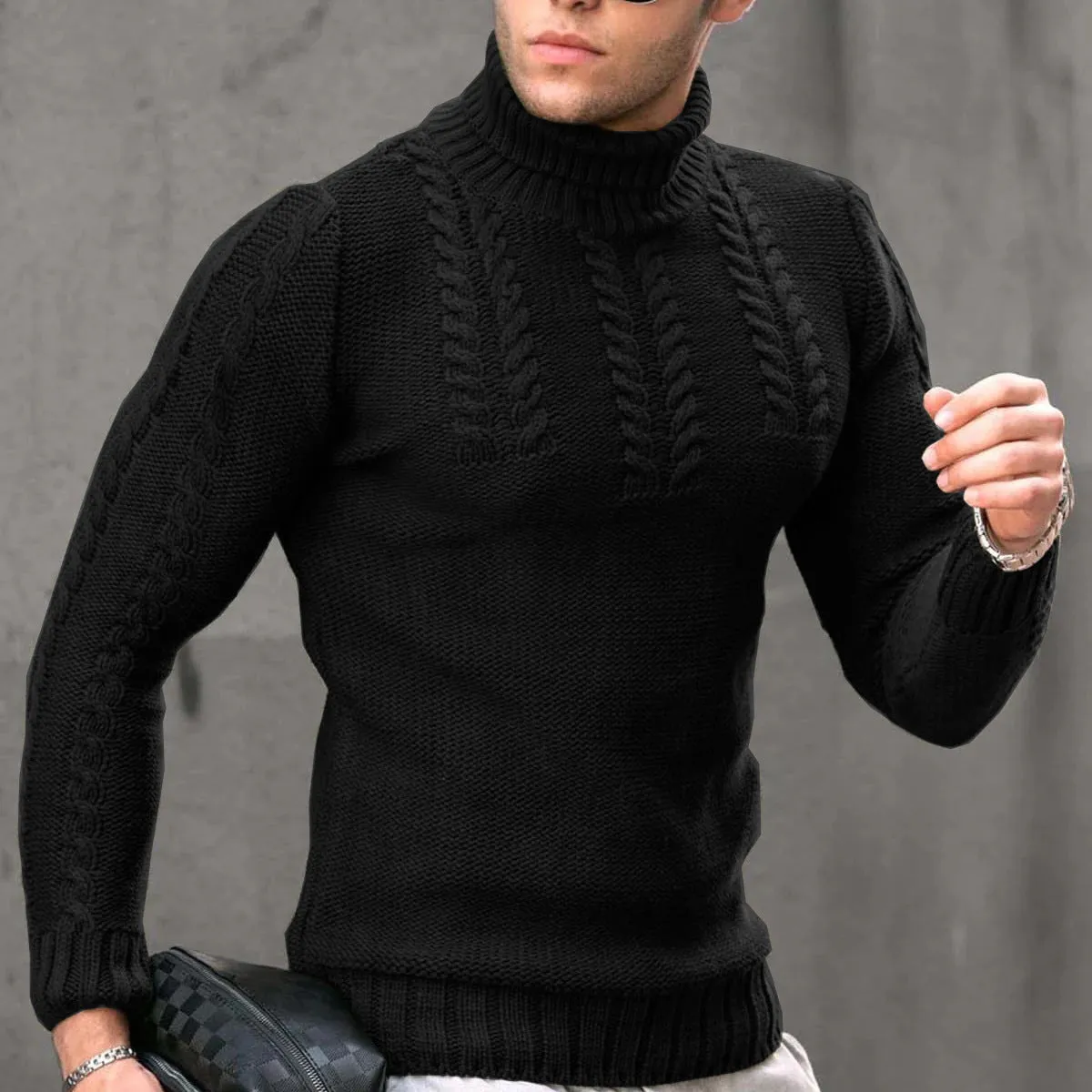 Men's Turtleneck Twisted Long-sleeved Sweater