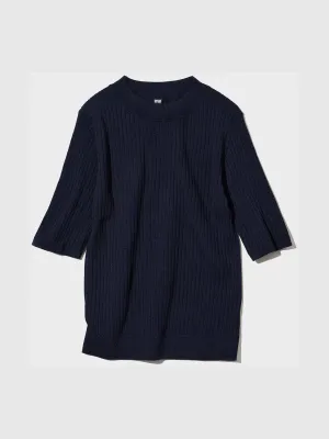 Merino ribbed short sleeve jumper