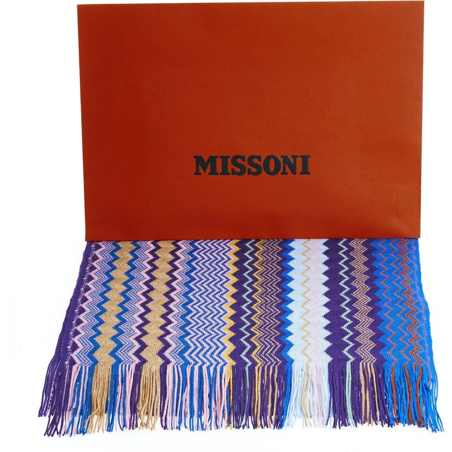 Missoni Geometric Pattern Fringed Luxury Scarf