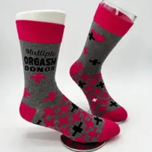 Multiple Orgasm Donor  Men's Novelty Crew Socks