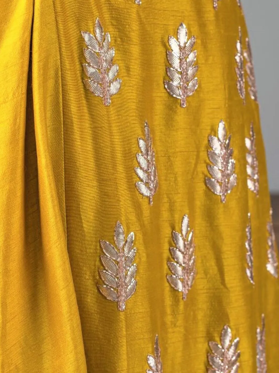 Mustard Silk Gotta Patti Kurta With Pants