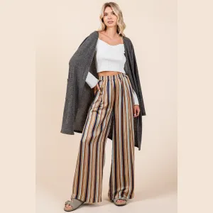 New Me Navy Striped Wide Leg Pants