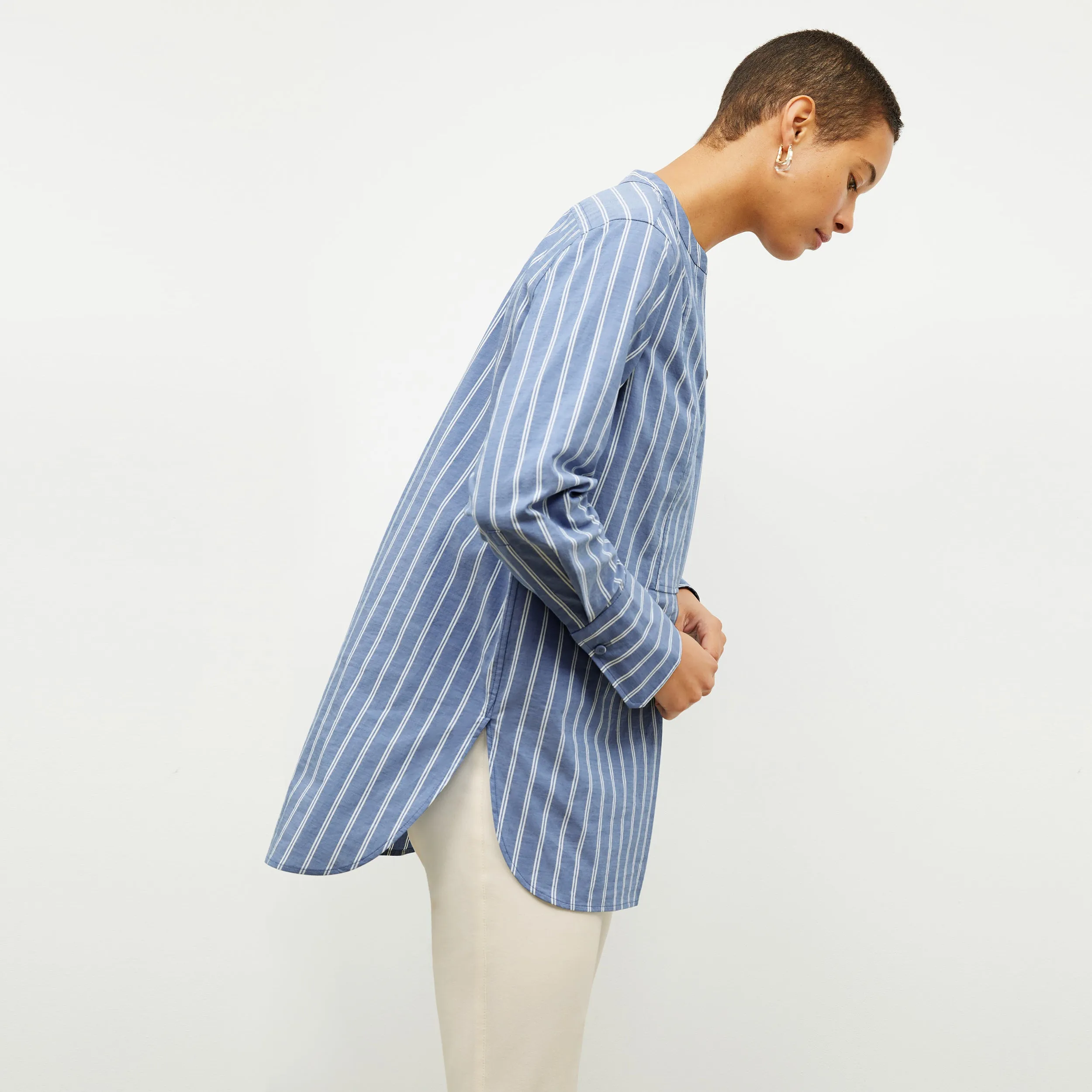 Nichols Shirt - Poplin Stripe :: Blue / White