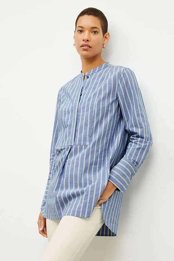 Nichols Shirt - Poplin Stripe :: Blue / White