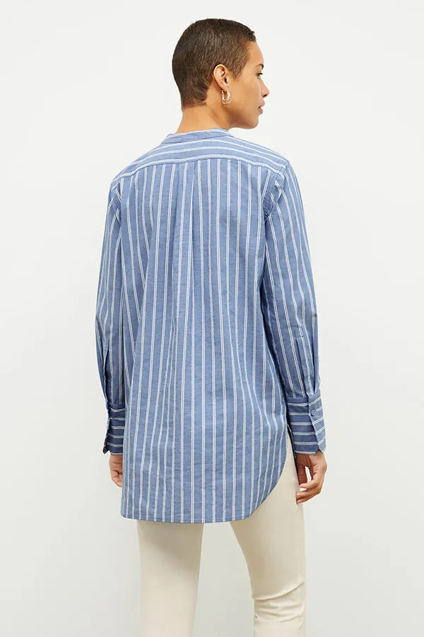 Nichols Shirt - Poplin Stripe :: Blue / White