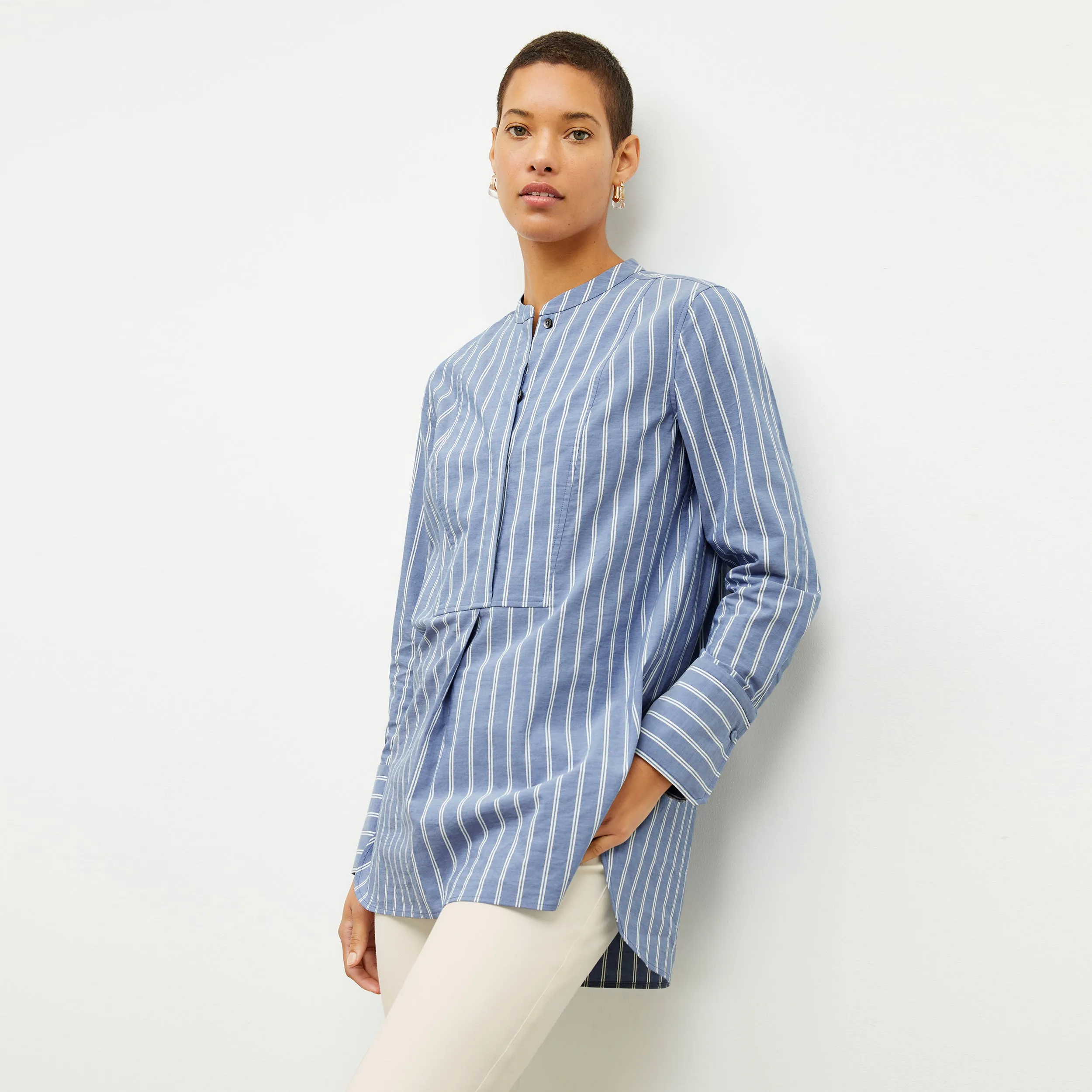 Nichols Shirt - Poplin Stripe :: Blue / White