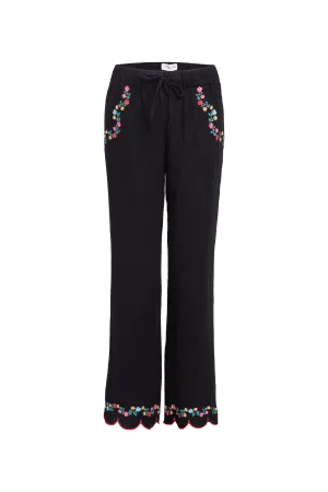 Paige Scallop Trouser in Black