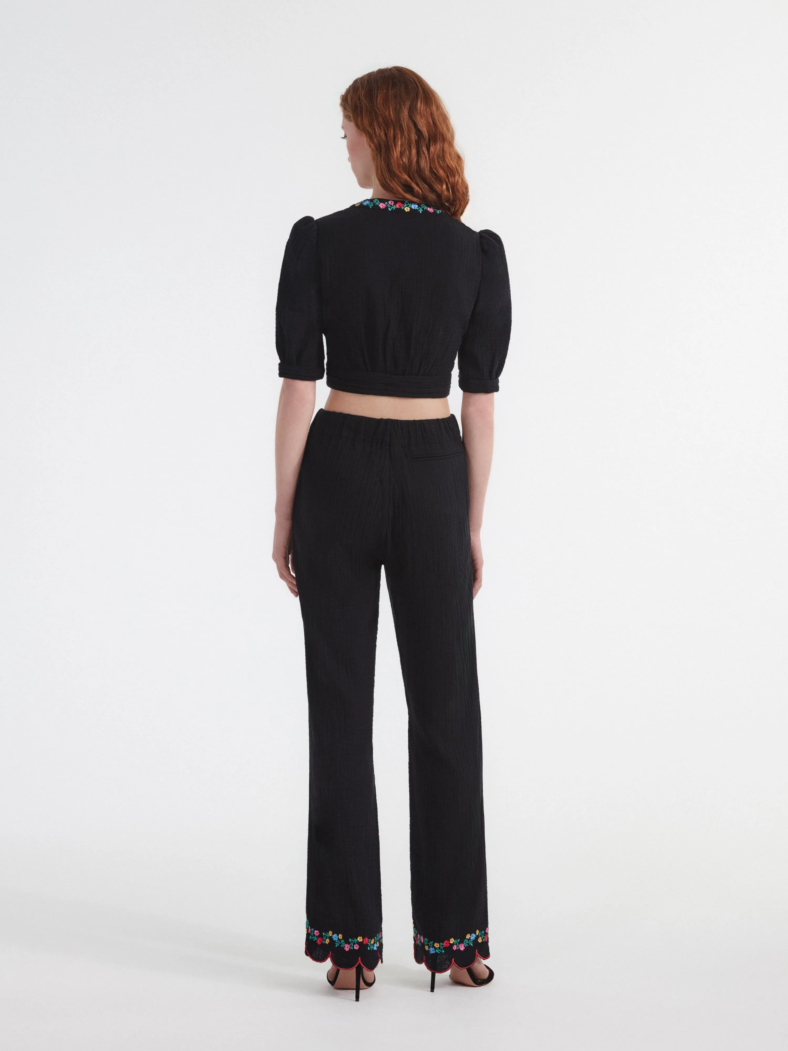 Paige Scallop Trouser in Black