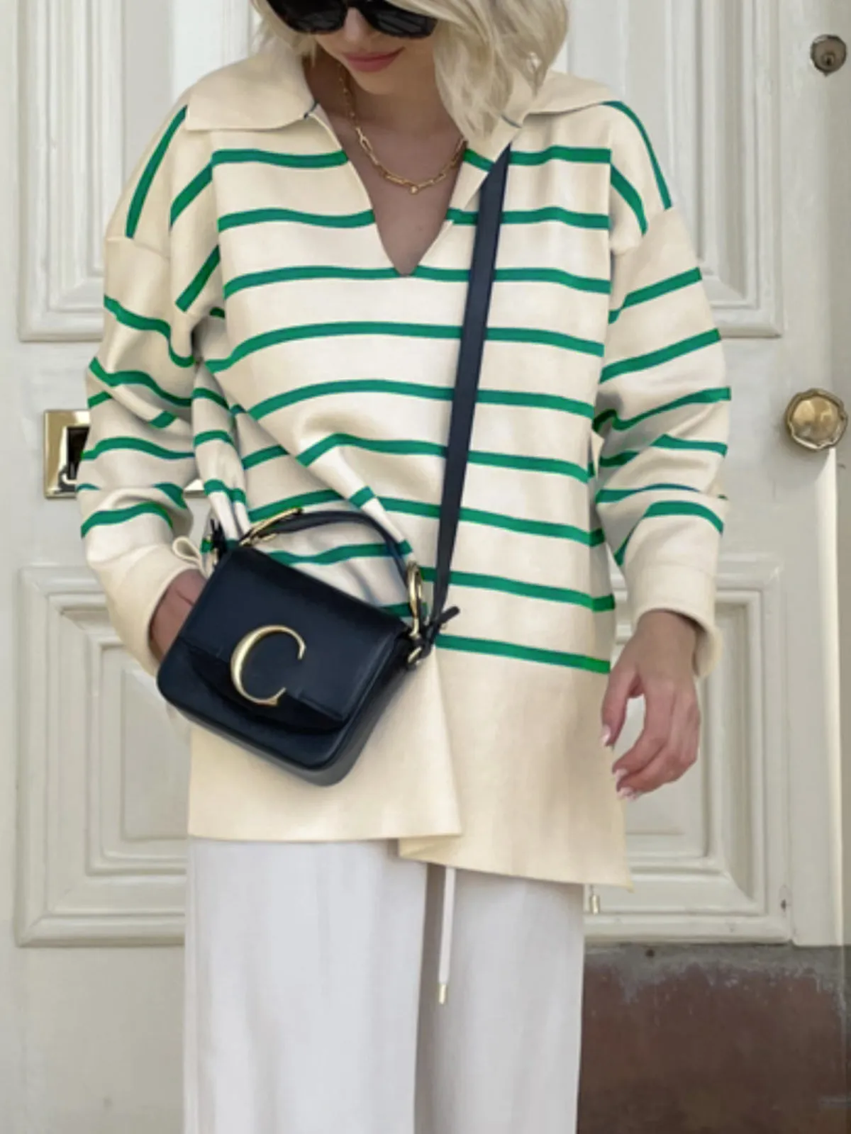 Paris In Graceful Spring Stripe Sweater