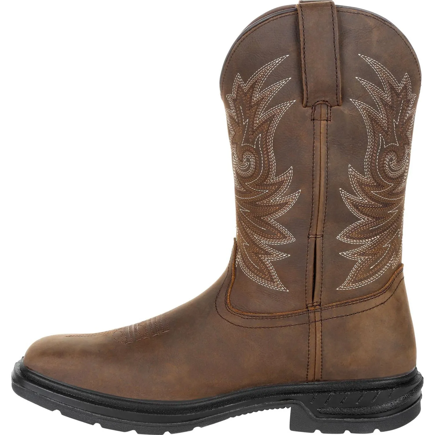 Rocky Mens Brown Leather 11in CT WorkSmart Cowboy Boots