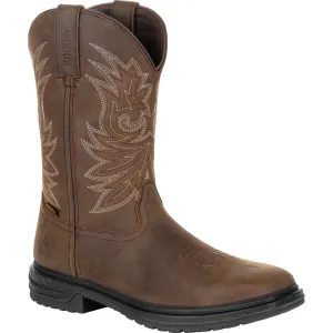 Rocky Mens Brown Leather 11in CT WorkSmart Cowboy Boots