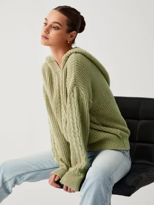 Sage Green Graceful Oversized Hoodie Sweater